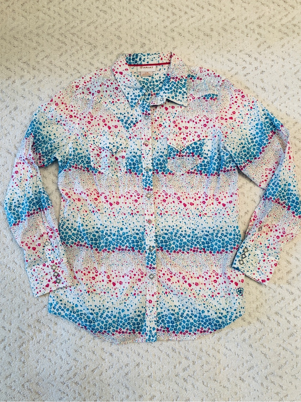 Ariat Womens Multicolor Floral Western Snap Shirt Size Large Coastal Cowgirl
